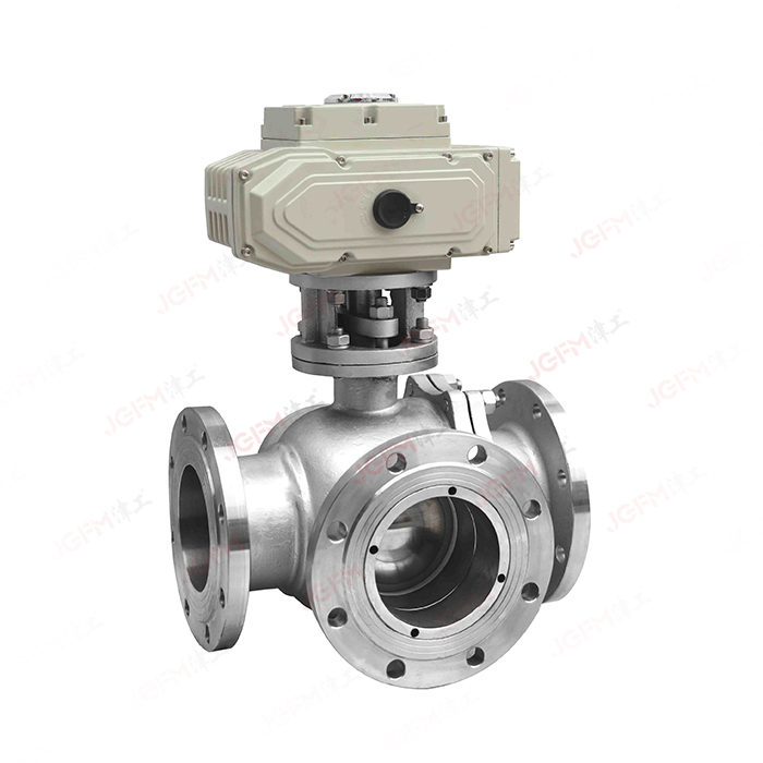 電動三通法蘭球閥